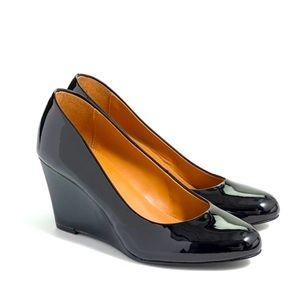 ✨HP✨ J. CREW Sylvia Black Patent Wedges, Women’s Size 7.5